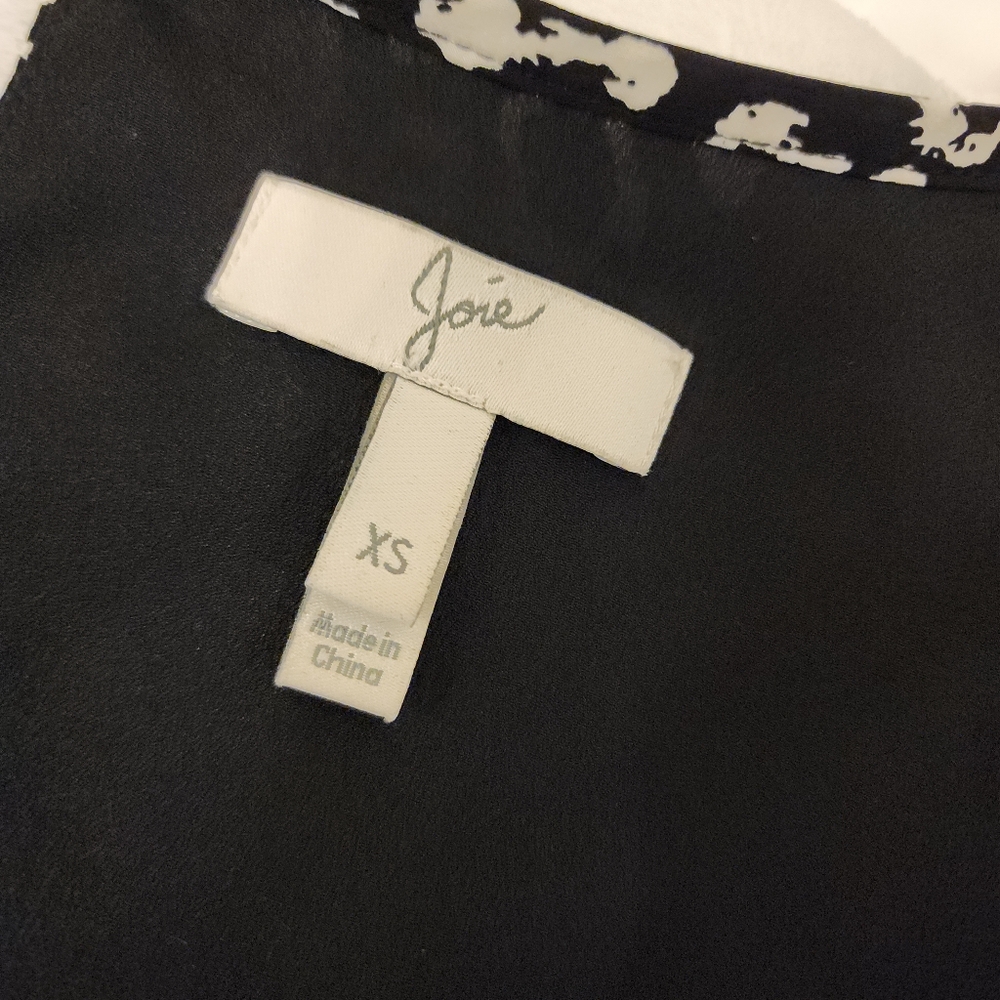 Joie Angeni Black White Animal Print Shift Dress Puff Sleeve Size XS - Picture 5 of 15